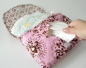 Diaper and Wipe Clutch in Pink and Brown Floral Fabric
