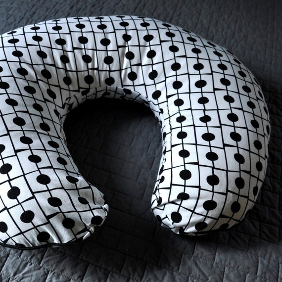 Boppy Pillow Cover - Black & White Mod Dot