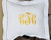Monogrammed Pillow 12 x 12 Hemstitched Linen