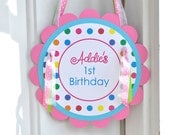 Birthday Party Door Sign - Colorful Polkadots - Birthday Party Decorations