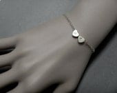 Two Heart Initial Bracelet, Modern, casual, Bride, Bridal, Bridesmaid gift, Wedding, Mother's Day, Anniversary
