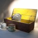 Vintage Wood Box / Distressed Rustic / Homemade Handmade / Barn Red and Yellow