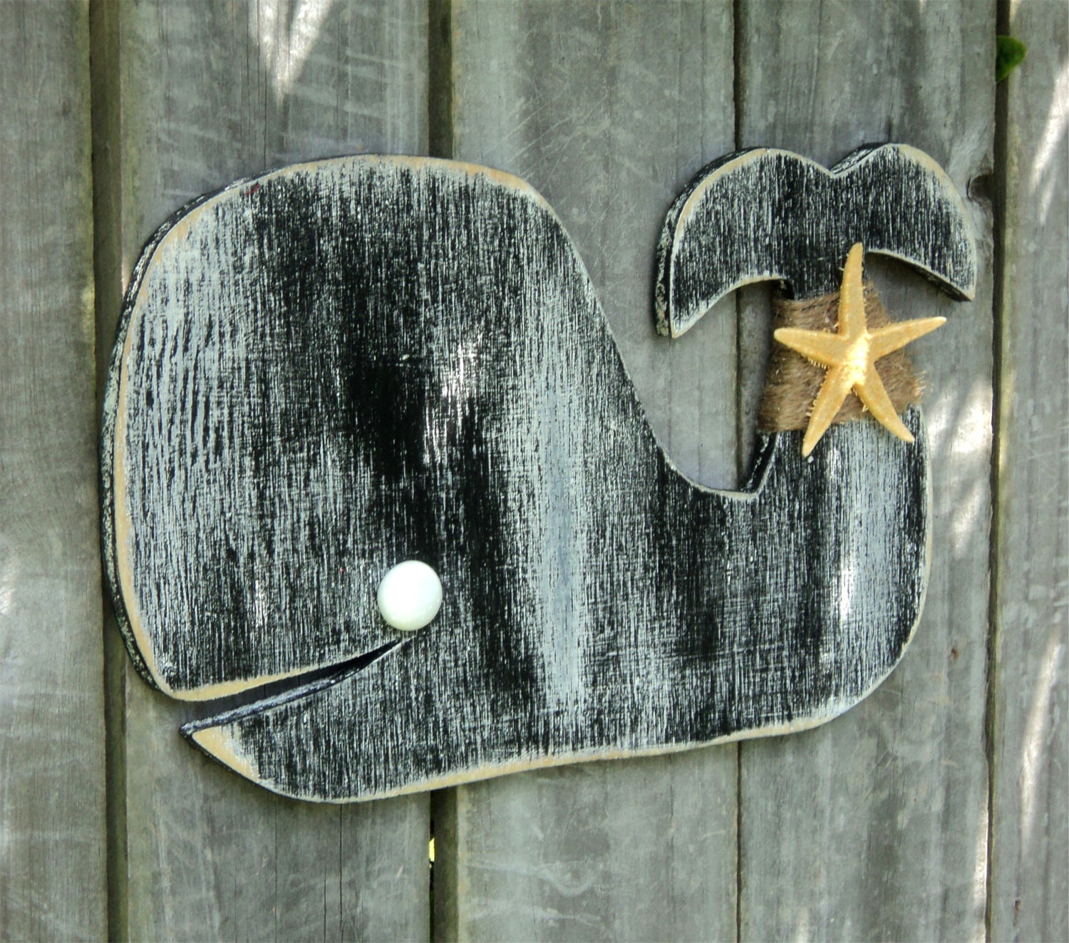 Beachy Wooden Whale, Mantle Display, Rustic Wall Hanging, Casual Cottage Decor