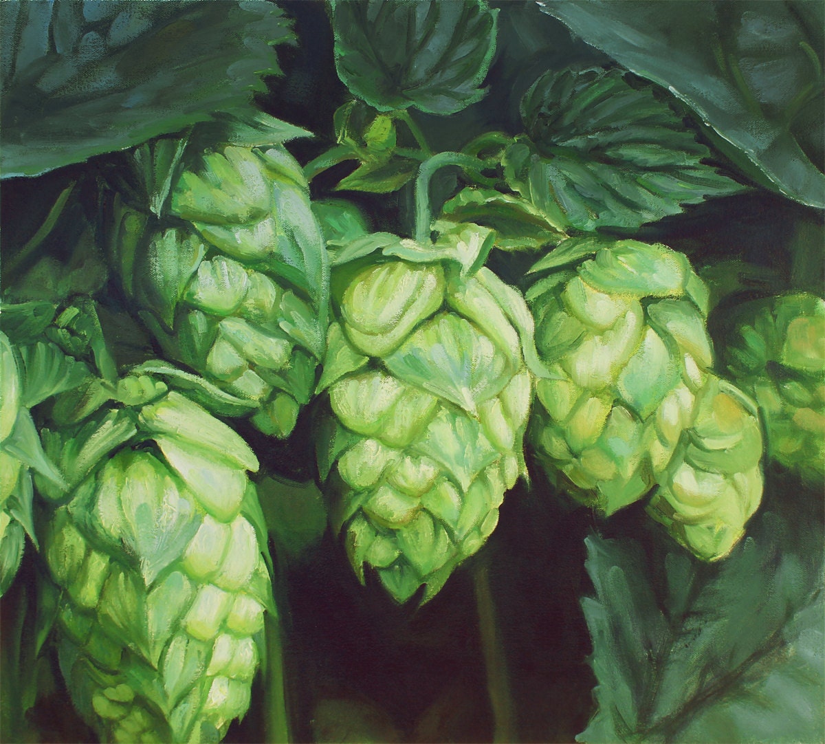 An original oil painting of HOPS by Cara & Louie