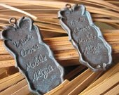 2 Distressed Patina Letter Scroll Pendant