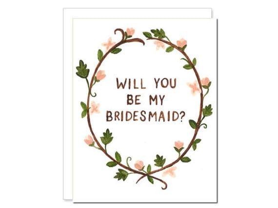 will you be my bridesmaid card - hand painted wedding party card