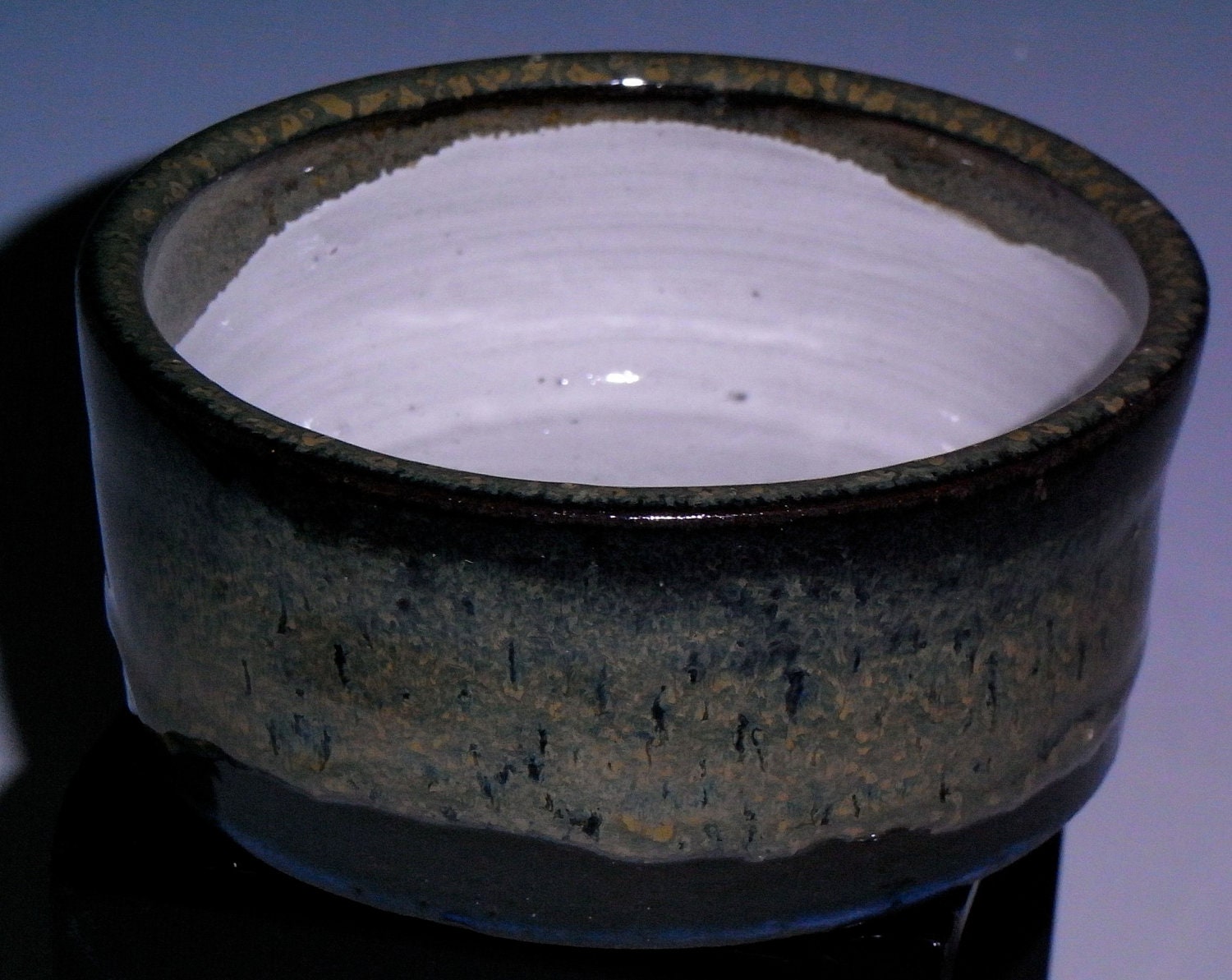 Wheel Thrown Dog or Whatever Bowl in Waterfall Brown, Black and White