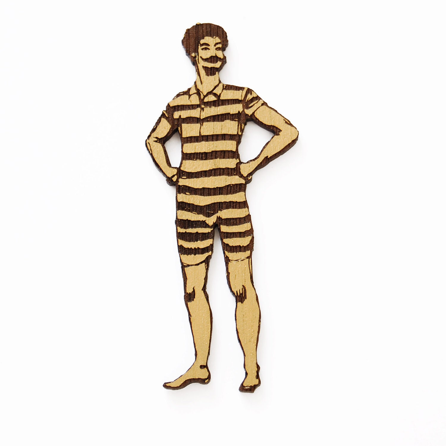 Jonny- big fan of swimming. walnut brooch