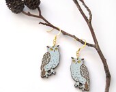 OWL- walnut earrings