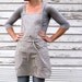 Rustic Full Kitchen Apron for Him or Her in Blue Pinstripe Ticking with Crossed Straps
