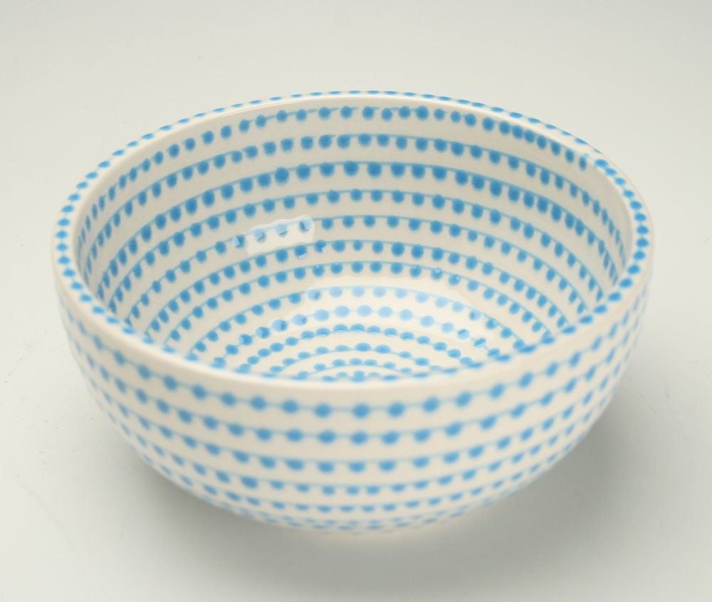 Aqua Blue Turquoise Vertigo Spiral Bowl Teal Blue Dinnerware