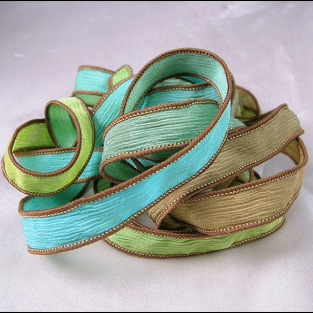 Hand Dyed Silk Ribbons Silk Crinkle Ribbons Jewelry by Quintess