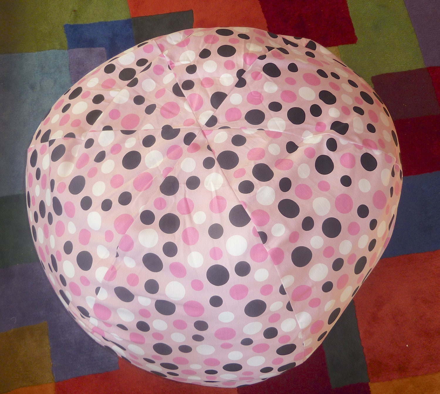 Pink with Black, White and Dark Pink Polka Dot Bean Bag Chair Cover Under 75.00, Etsy Kids