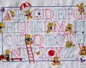 Alphabet Teddy Bears Sampler -OOAK Handstitched Cross Stitch