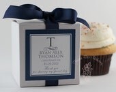 Simply Elegant MONOGRAM - One Dozen Cupcake Mix Favors- Any Color- For Christenings, Baptisms, Communions, and Baby Blessings