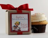 Sweet Little VINTAGE BAKERY GIRL - One Dozen Personalized Cupcake Mix Birthday Party Favors