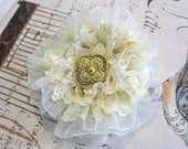 butter creme floral hair clip