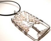 Pearl Tree of Life Pendant in Rectangular Silver- Purity