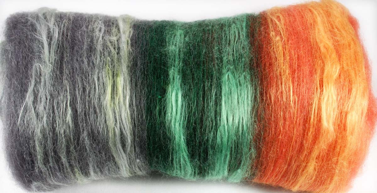 MONSTER MASH batt - Shetland, Peruvian, Corriedale Cross Wool, Banana fiber 3oz