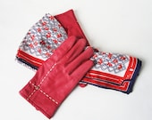 Vintage Guy Laroche Red Leather Ladies Gloves