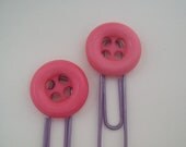 PAPERCLIPS - 2 Giant Translucent Paperclips with Vintage Buttons