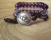 Triple row leather wrap cuff bracelet