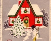 Vintage Christmas card-Holiday - Seasons Greetings