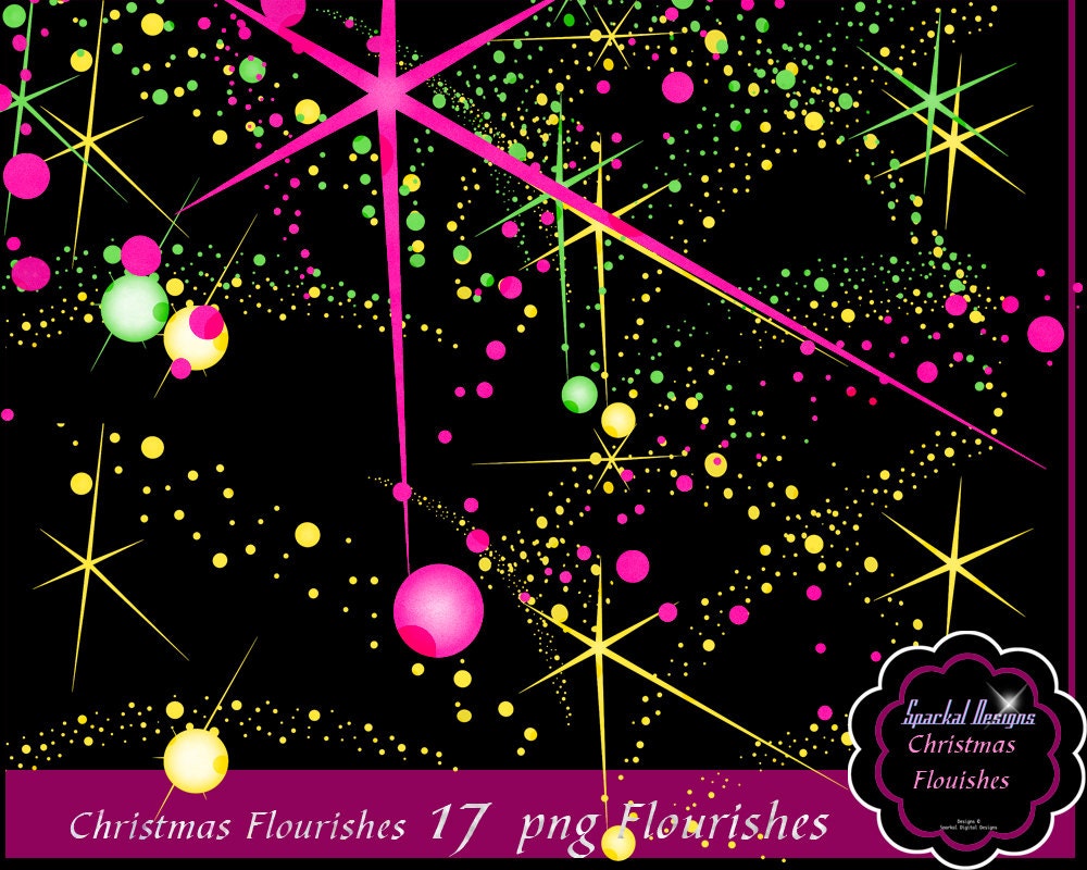Glittery Flourish Clip Art Flourish Clipart Stardust Stars Instant Download Digital Scrapbooking Scrapbooking elements Pink Swirly flourish Il_170x135