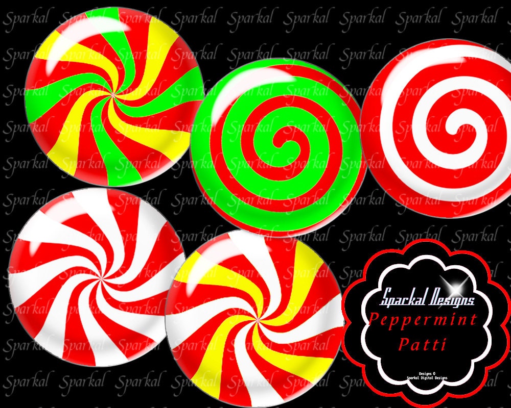 Digital Collage Sheet Peppermint Christmas Circle Images Instant Download Bottle Cap Images, Christmas clipart images Il_570xn