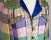 fabulous silk madras and gold evening coat 1960s M