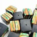 Art Beads Polymer Clay Beads Handmade Green Yellow Orange Cube Square Black Tangerine Pumpkin Carrot Set of  10 ten