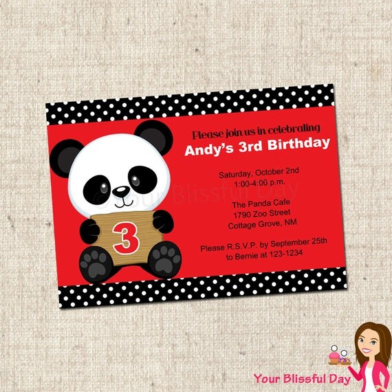 PRINTABLE Boy Panda Party Invitations Il_570xn