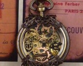 Steampunk pocket watch pendant with vintage filigree PW064