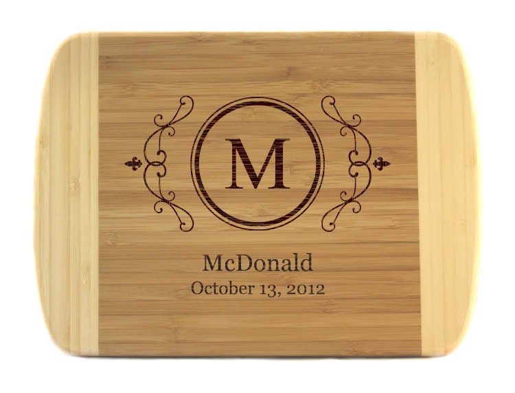 Personalized 11 x 8 Two Tone Bamboo Cutting Board-Engraved Design 10-Personalized Wedding Gift, Anniversary Gift