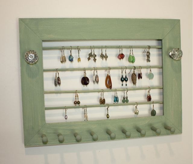 Pale Green Jewelry Holder to Organize Earrings.