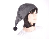 Charcoal Gray Toboggan Hat Mens Hat Womens Hat Black Long Stocking Cap Skater Hat