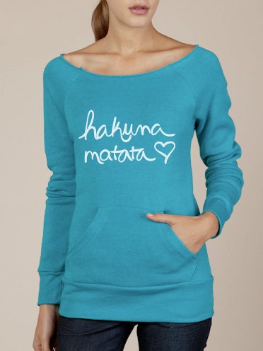 Hakuna Matata Eco Fleece Raw Edge Boat Neck Sweatshirt