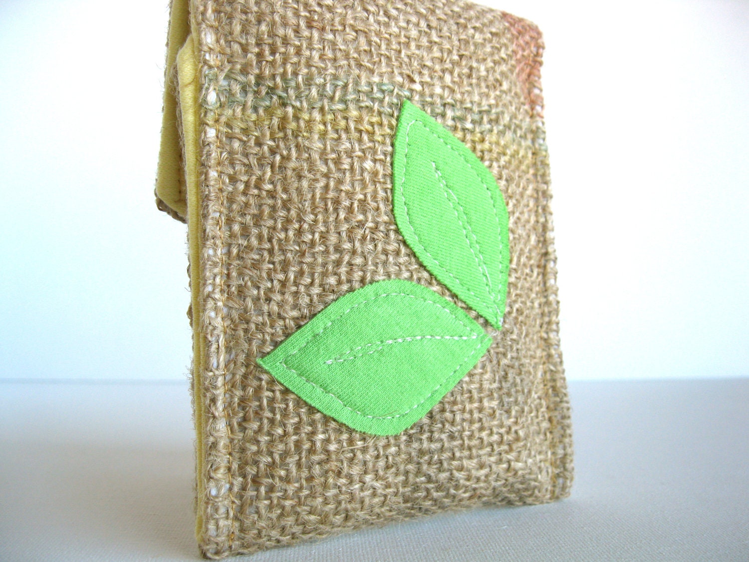 Yellow. Eco Friendly. Iphone. Cozy. Upcycled. Burlap. Tshirt.  Earth Day. For Her. Mothers Day.Teen. Tween. Gift Idea.