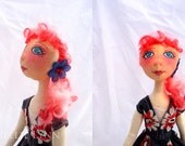 Retro OOAK Cloth Art Doll, Caroline