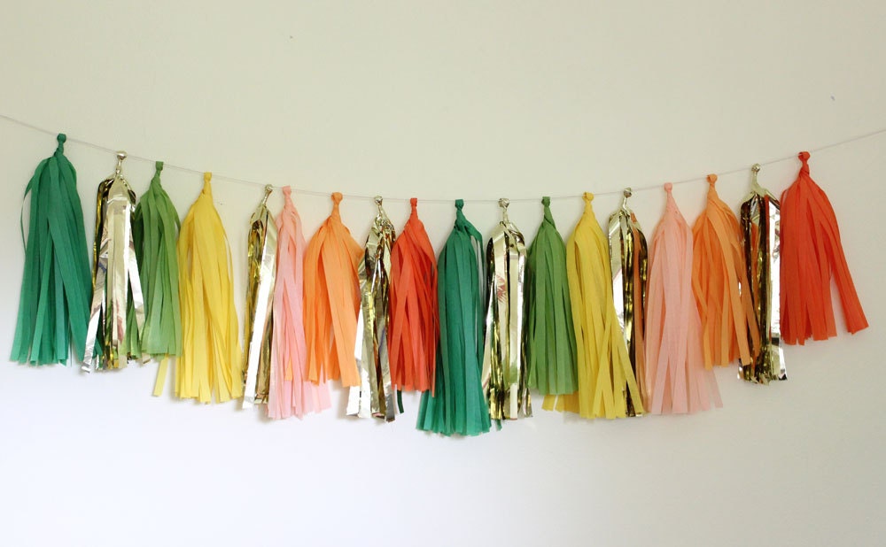 Tissue Tassel Garland-18 tassels-Jungle