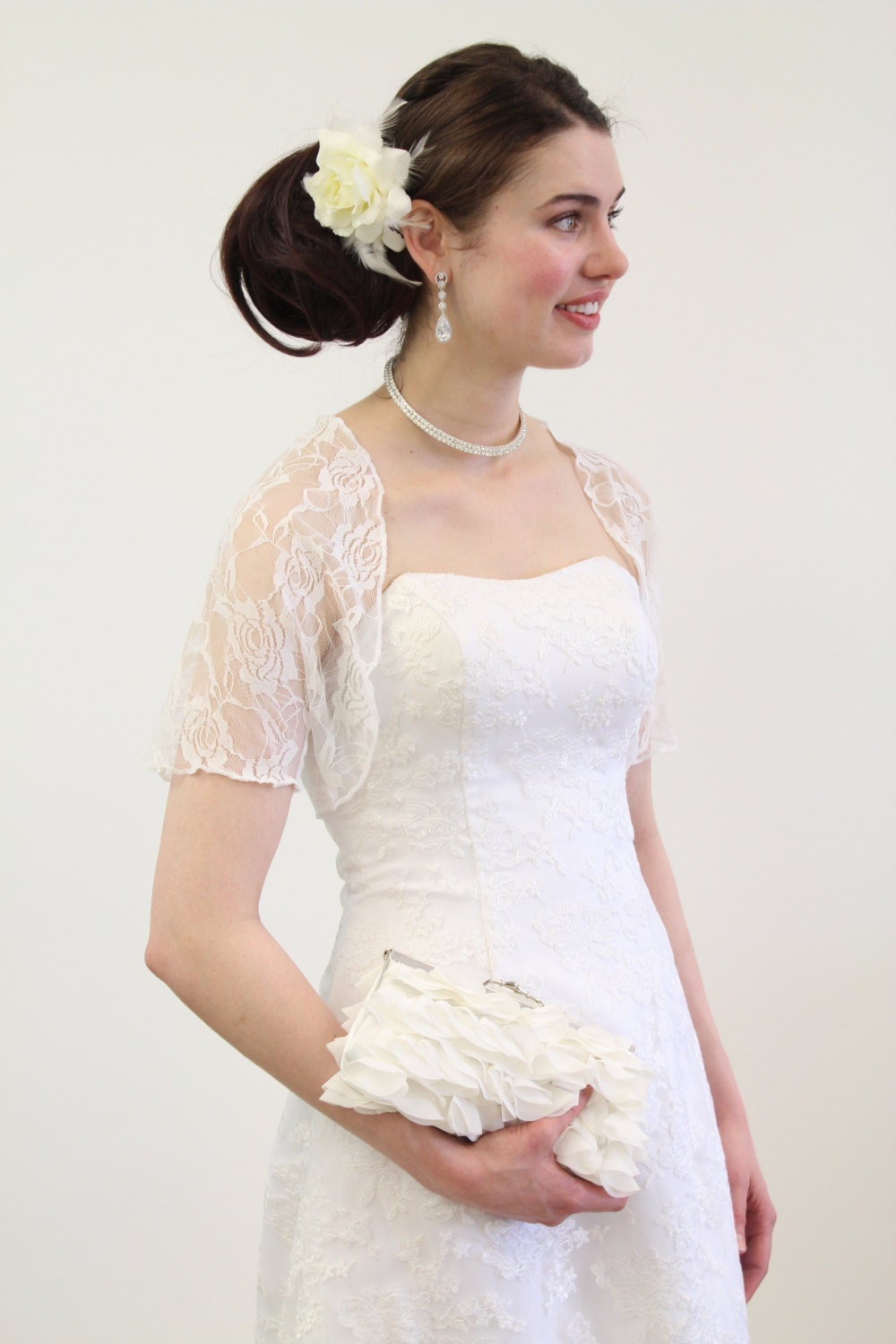 Ivory Lace Bolero With Short Sleeve 720ROS-IVY