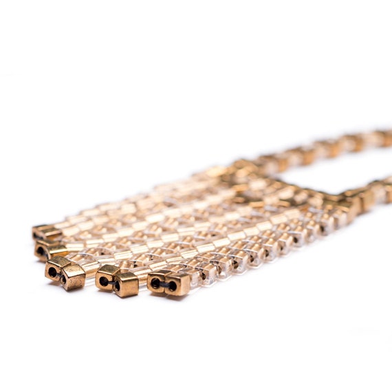 Small Breast Plate Necklace in Two Tone Gold Gold - Made to Order