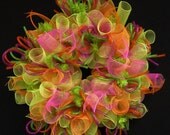 SUMMER SALE Summer Fun, Spring to Summer Wreath, Orange Hot Pink Lime, Wreaths for Doors, Poly Mesh Wreaths - Item 755