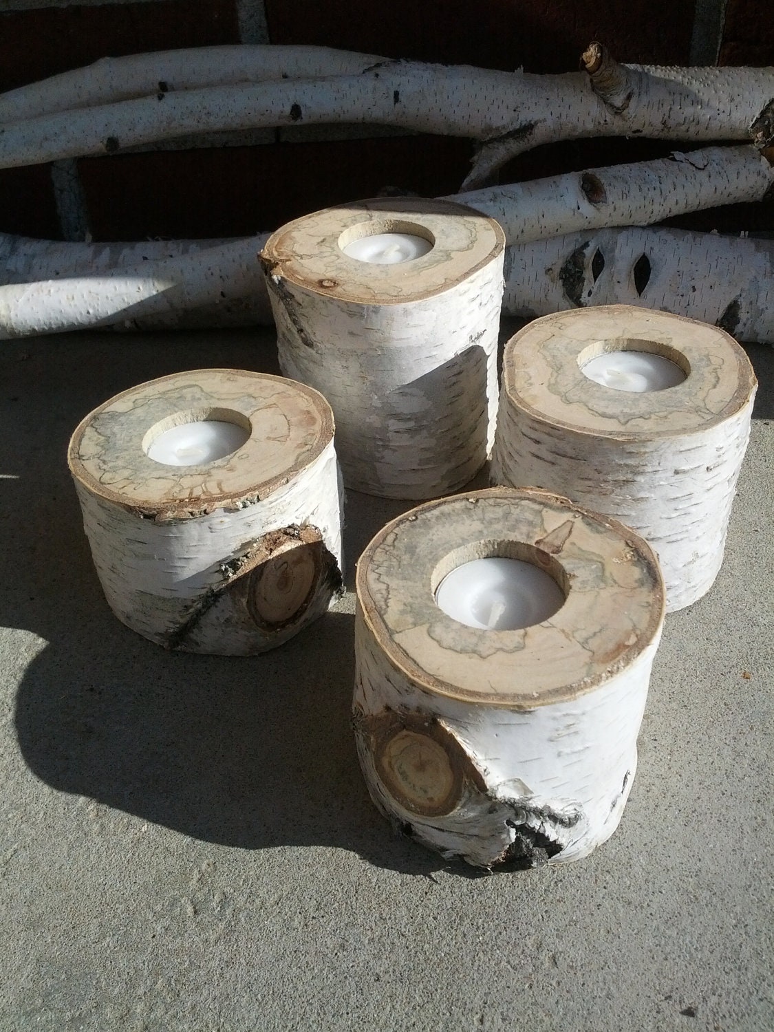 Large Birch Tea Light Holder,Birch Holder, Wood Holder, Birch Home Decor, Rustic Home Decor