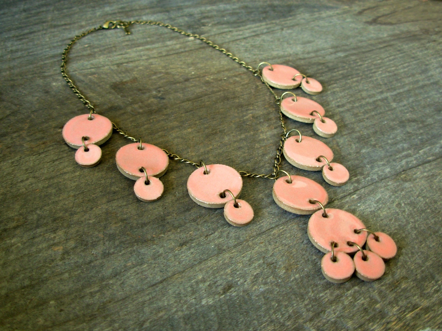 Deluxe Statement Necklace- Peach Pink
