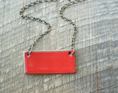 Modern Rectangle Necklace- Coral Red