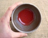 Color Block Tea Bowl- Rustic Cream / Coral Red