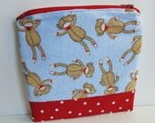 Sock Monkey Zip Pouch