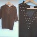 SALE. 1960s. black hand loomed eyelet and pearl top. s-l