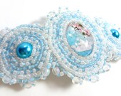 Soft Blue and White Princess Crown Beaded Barrette Hair Accessory